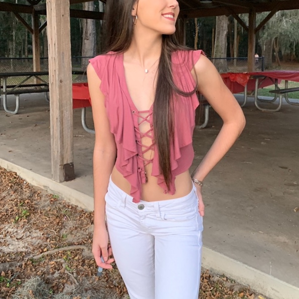 Lace up crop top